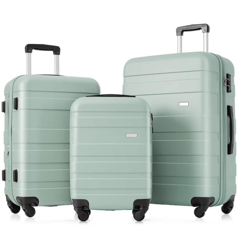 ABS Hardshell 3pcs Clearance Luggage Hardside Lightweight Durable Suitcase sets Spinner Wheels Suitcase with TSA Lock 20"24"28" - Green