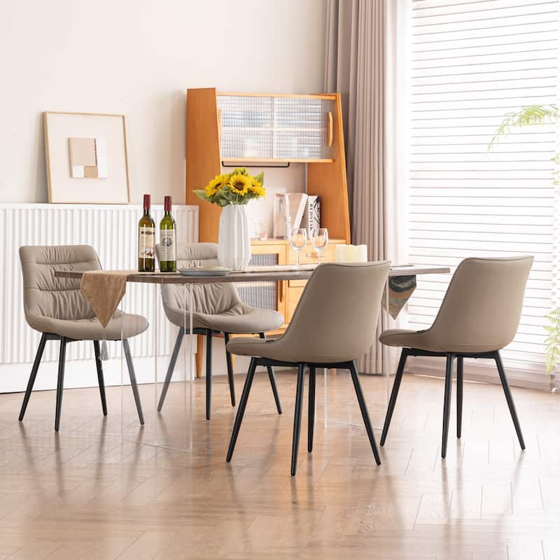 Faux Leather Dining Chairs Set of 2, Modern Upholstered Seat