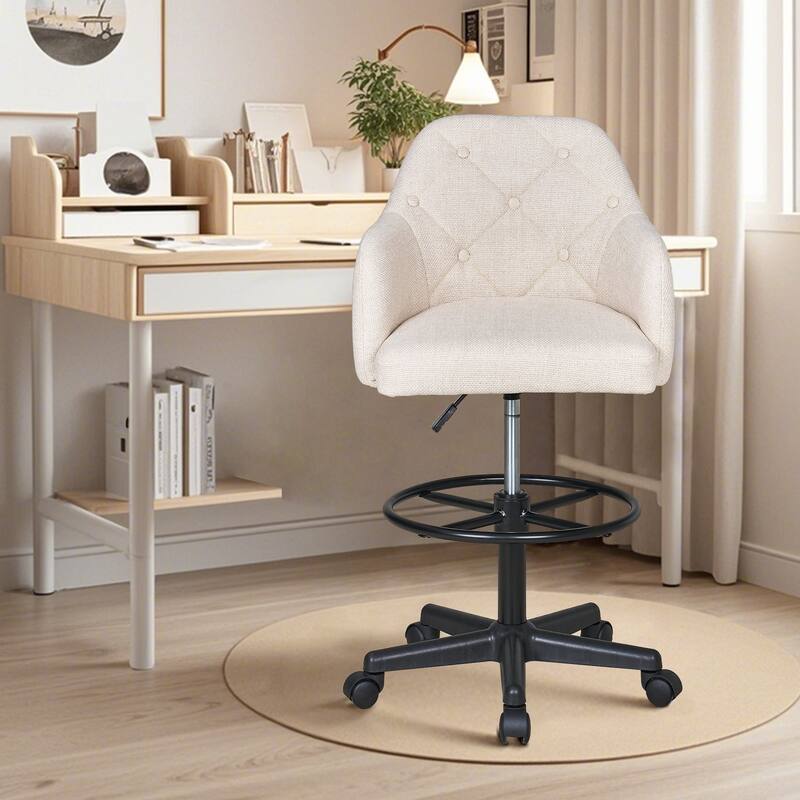 VECELO Swivel Wingback Tilting Drafting Chairs 32.28"-40.16" Adjustable Height Diamond Tufted Back Naihead Home Office Chairs