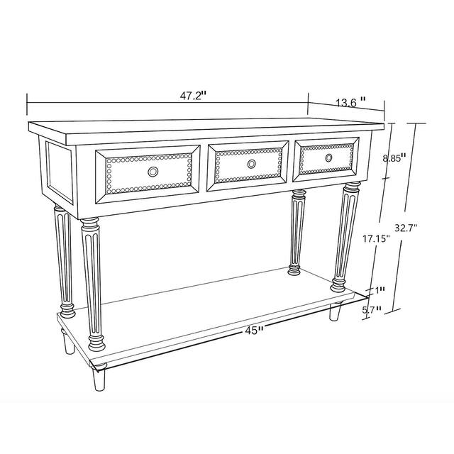 Farmhouse Distressed Wood and Metal 3-Drawer Console Table