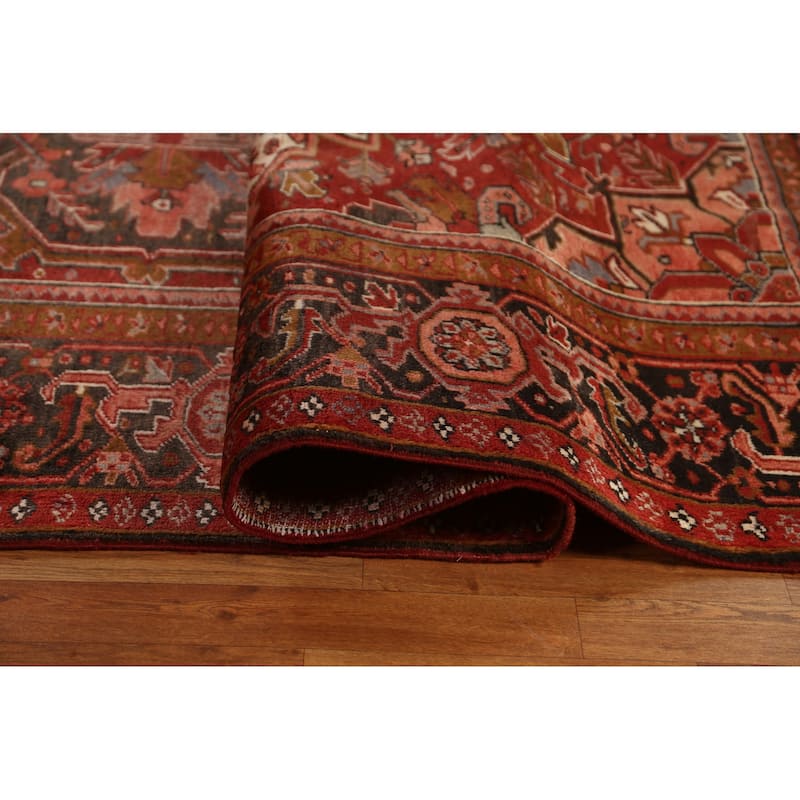 Vintage Vegetable Dye Heriz Persian Area Rug Hand-knotted Wool Carpet - 10'2" x 13'5"