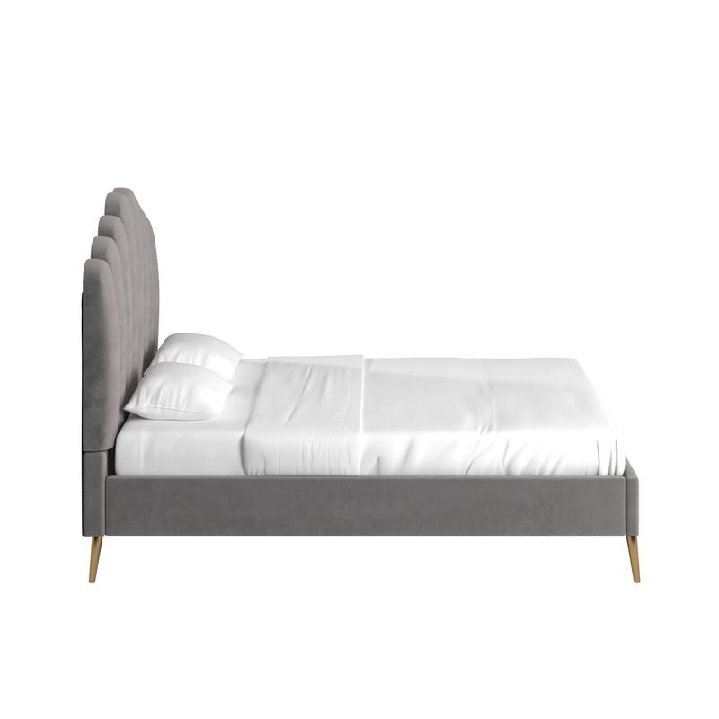 Eggleston Art Deco Velvet Upholstered Platform Bed by iNSPIRE Q Bold