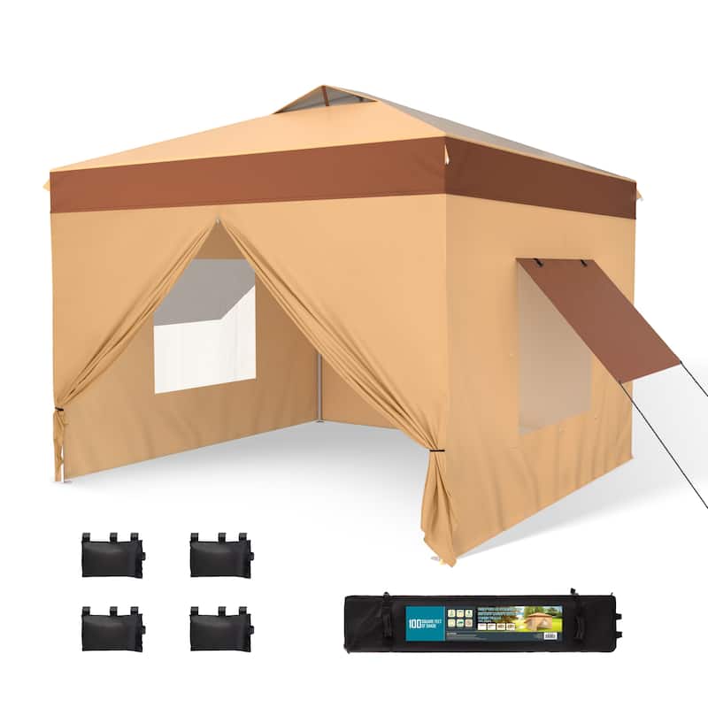 10' x 10' Pop Up Outdoor Canopy Tent Commercial Instant Reinforce Canopies with Wheeled Carry Bag