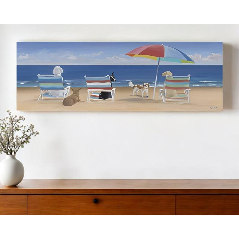 HomeRoots Dogs Perfect Beach Day Unframed Canvas Wall Art