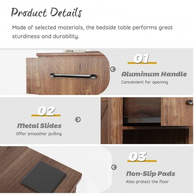 Compact Nightstand with Drawer and Shelf