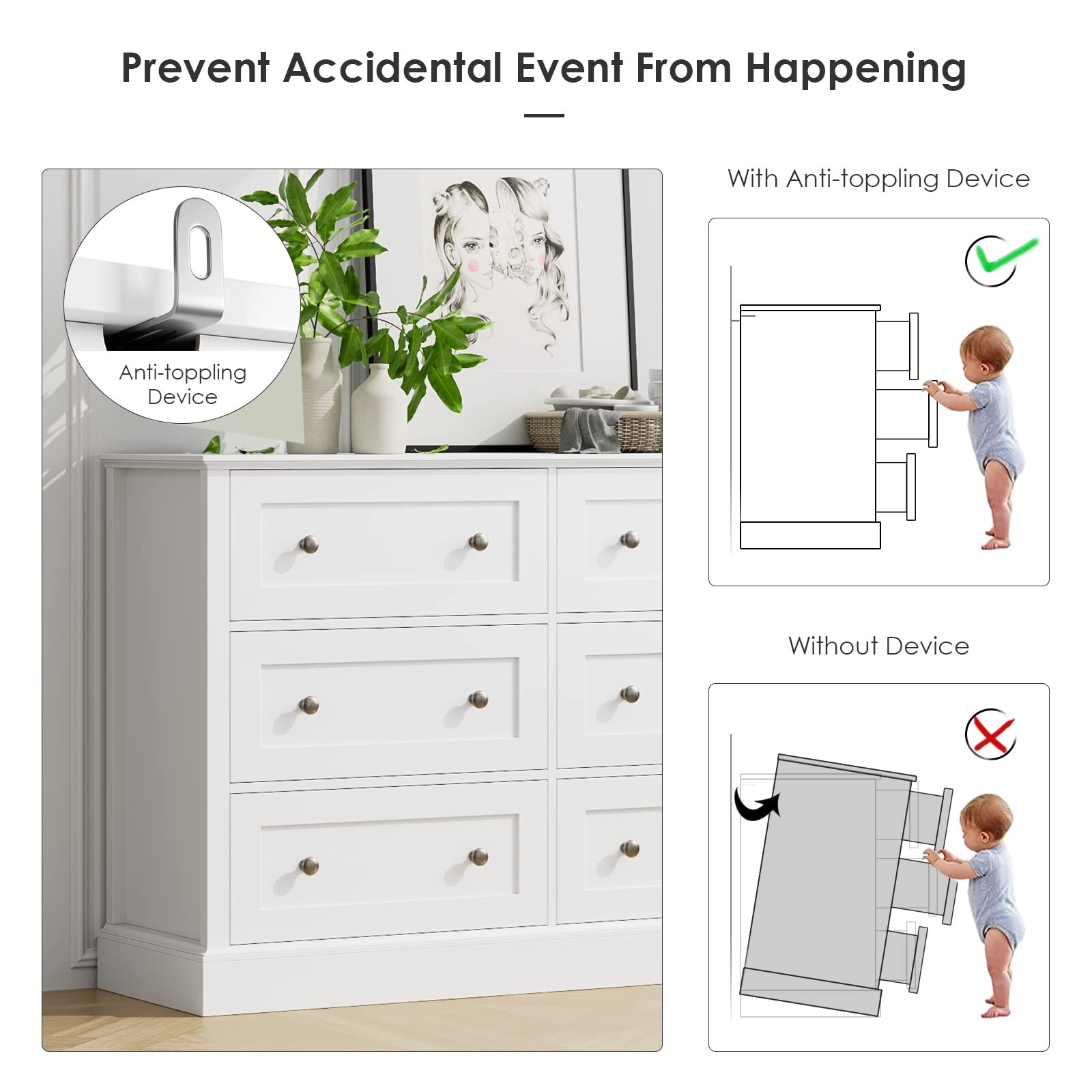 White dresser with deep drawers sale