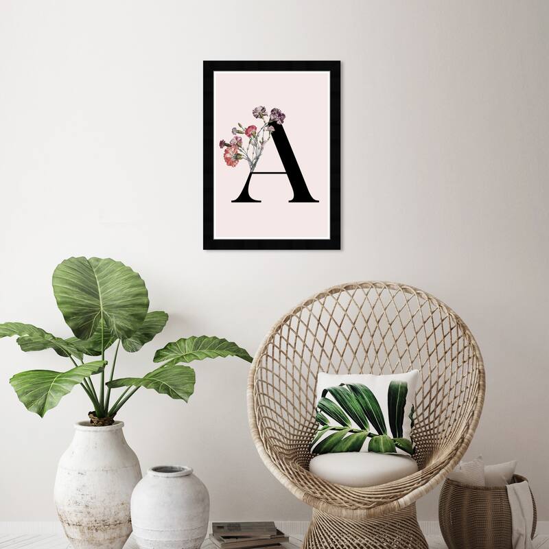 Wynwood Studio Prints Floral and Botanical Botanical A Pink and Pastel Pink Modern & Contemporary Wall Art Canvas Print - Black