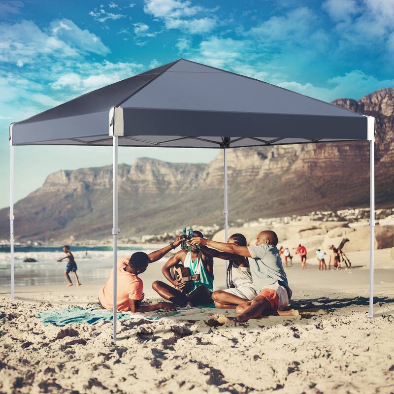 Aoodor 12'x12' Pop Up Canopy Tent with Roller Bag, Portable Instant Shade Canopy - Black