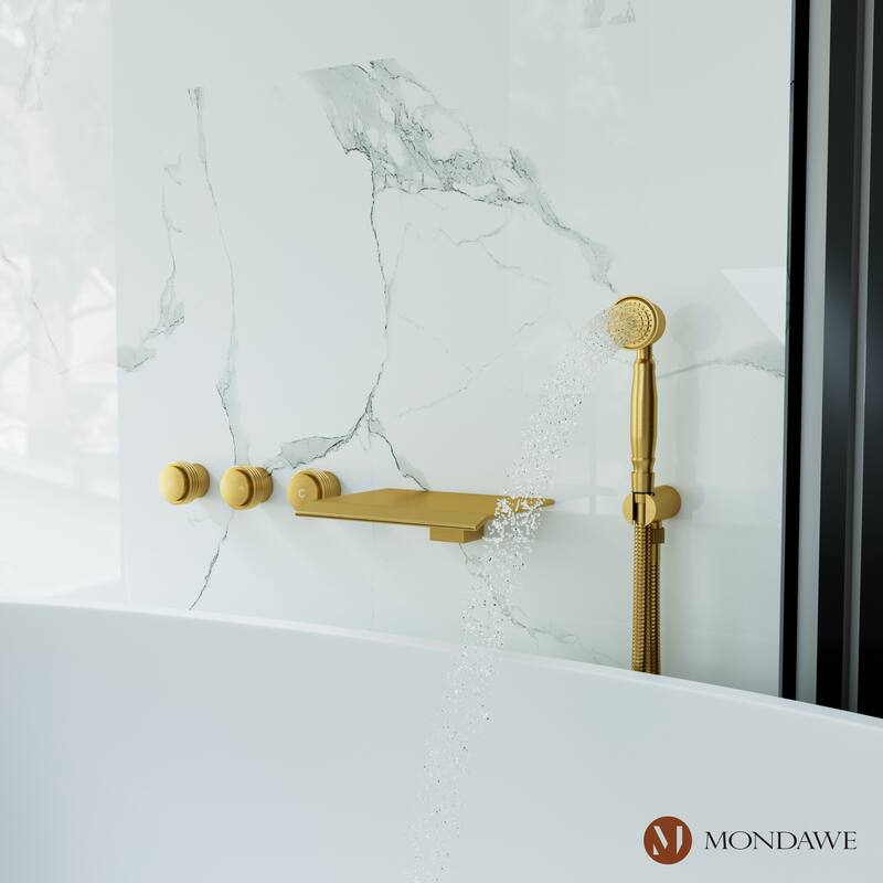 3-Handle Waterfall Wide-Spray High Pressure Tub and Shower Faucet