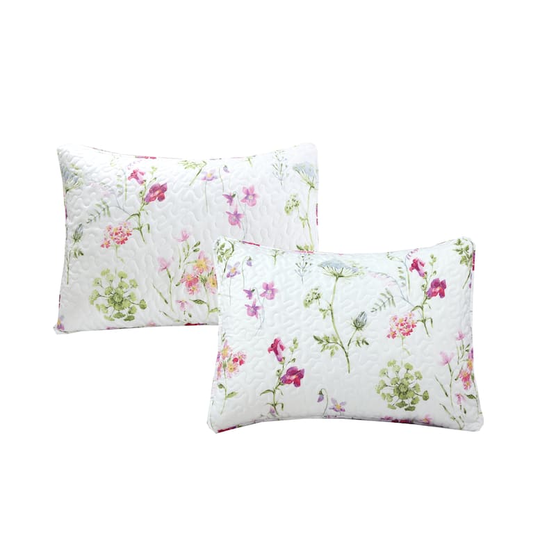 Summer Bloom Azalea Floral Garden Chintz Pink Blue White Green Microfiber Reversible Quilted DayBed Set