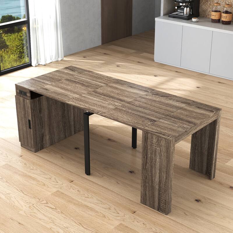 Foldable Dining Table for 6-12 People, Extends to 118 inchConsole Table Space Saving Dinette