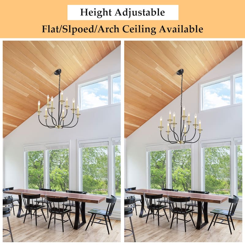 9-Light Candlestick Farmhouse Chandelier for Bedroom Living Room Staircase
