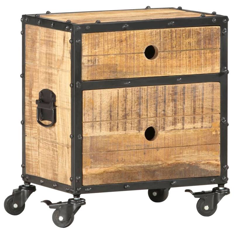 vidaXL Bedside Cabinet 15.7"x11.8"x19.7" Rough Mango Wood