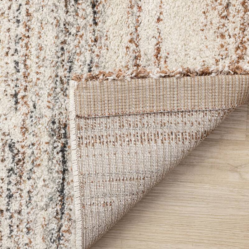 Maverick Collection - Modern White Grey Orange Plush Area Rug