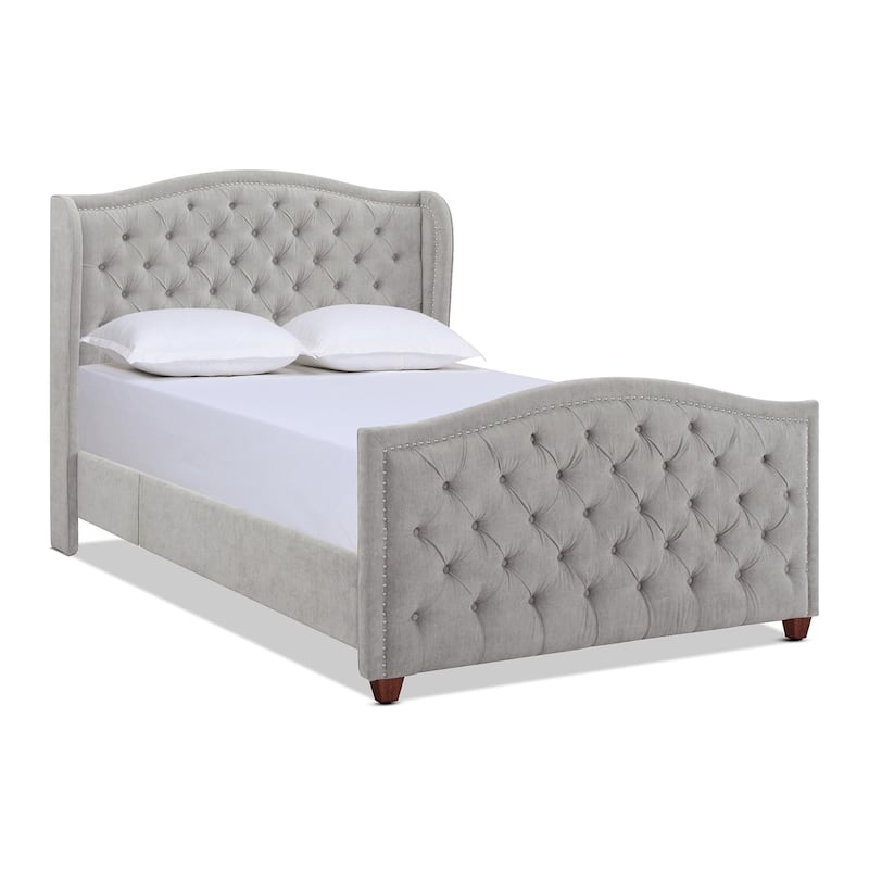 Angelina Upholstered Tall Tufted Wingback Bed Frame
