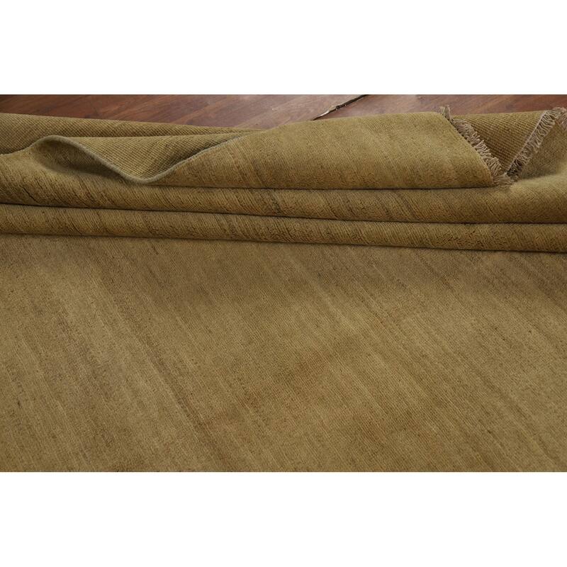 Contemporary Gabbeh Oriental Area Rug Handmade Green Wool Carpet - 6'5" x 9'7"