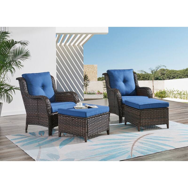 Pocassy 5-Piece Patio Furniture Set with Ottomans