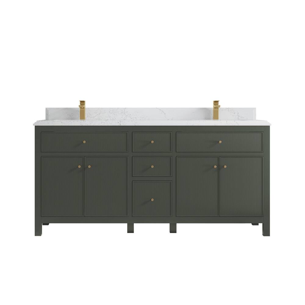 Willow Collections 72 in W x 22 in D Sonoma Free Standing Reeded Double Sink Bathroom Vanity with Countertop