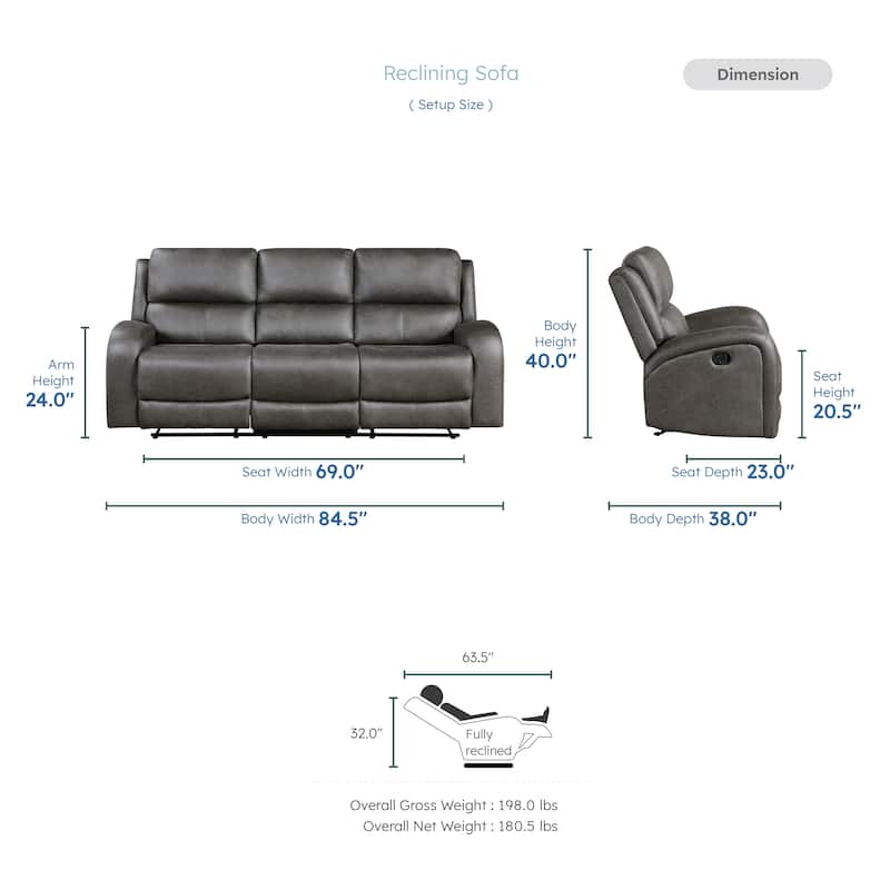 Fremont & Park Mabel Polished Microfiber 2-Piece Manual Reclining Sofa Set