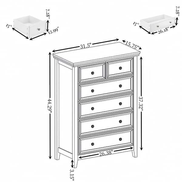 GDFStudio - Farmhouse Modern 6-Drawer Dresser Cabinet with Metal Slides and Vintage Handles