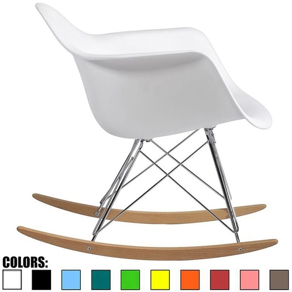 2xhome Natural Wood Wire Plastic Rocker Chair Lounge Bedroom Living Room with Arms Back Nursery Accent Outdoor Indoor Eiffel