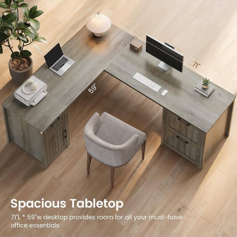 Executive L Shaped Desk Office Desk Drawers Storage Drawers Cabinet