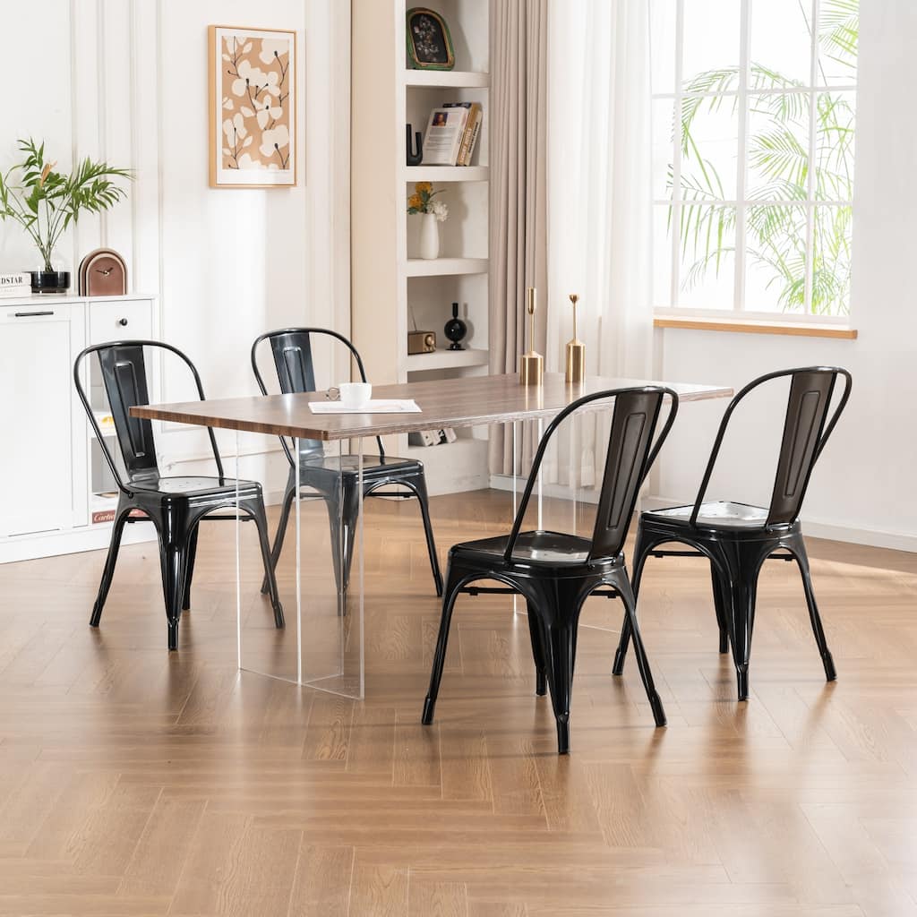 Metal Bar Stools Set of 4, Stackable Counter Height Barstools