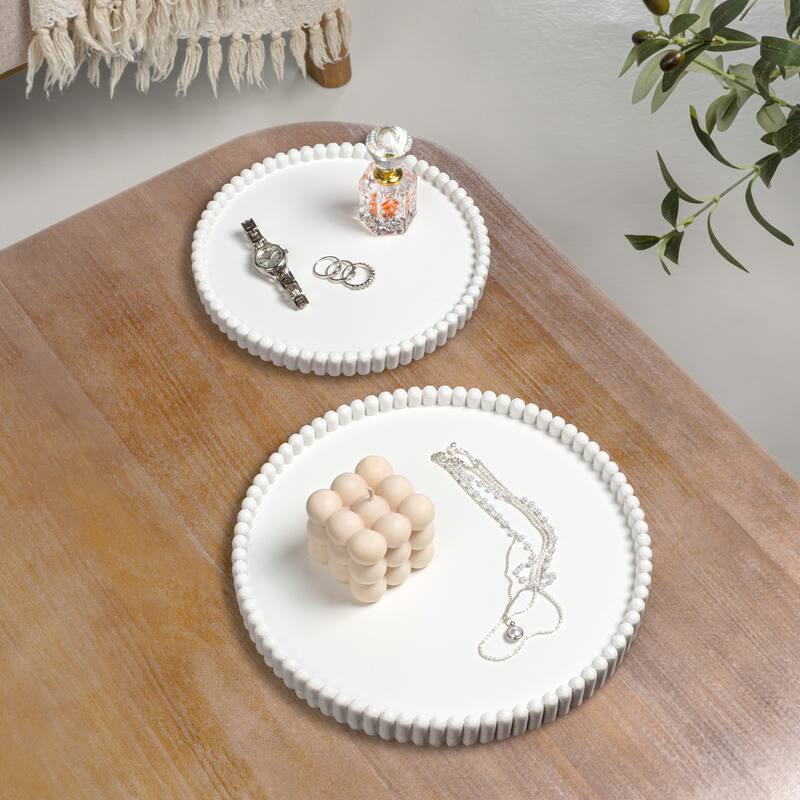 Opulence Modern Minimalist Concrete Fluted Edge Decorative Jewelry Trays (Set of 2)