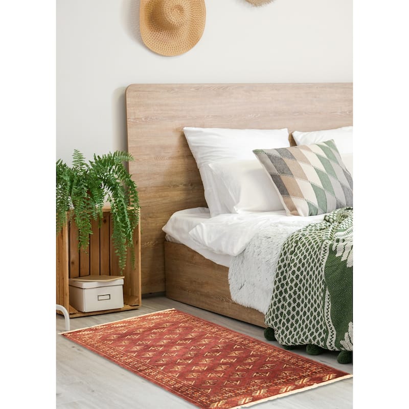 ECARPETGALLERY Hand-knotted Teimani Burgundy Wool Rug - 2'11 x 4'4