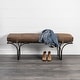 preview thumbnail 6 of 20, Jessie 55L x 16W Brown Leather Seat W/Black Metal Base Accent Bench - 55.0L x 16.0W x 19.0H