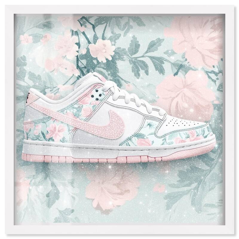 Dainty Floral Sneaker Shadowbox by Art Remedy - White - 16" x 16"