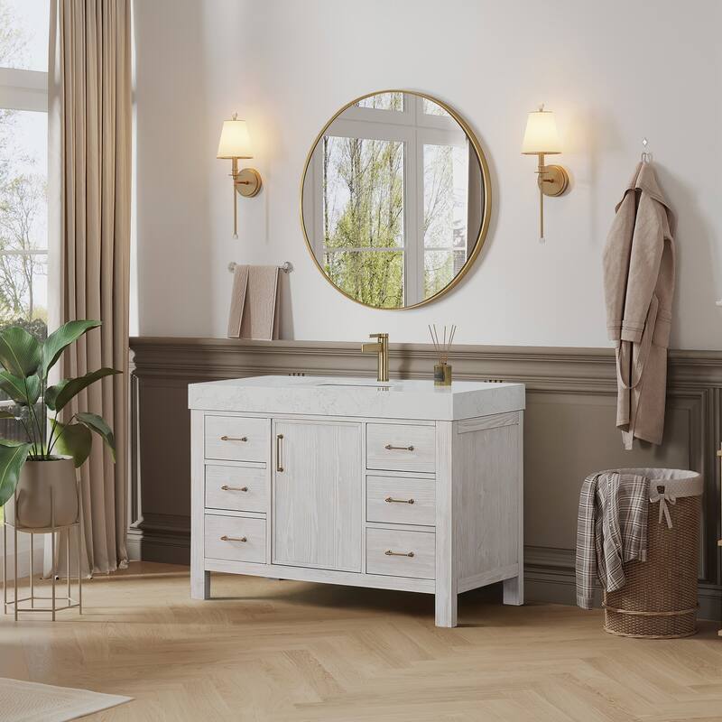 Leon 48 in. Single Bathroom Vanity with Composite Stone Top