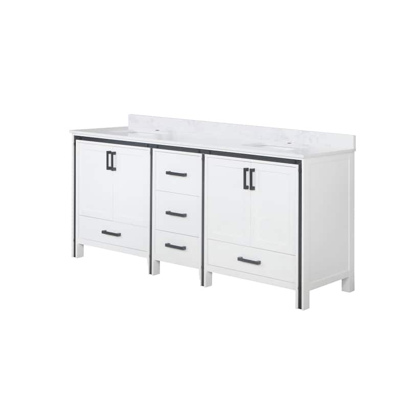Ziva 80 in W x 22 in D White Double Bath Vanity and White Quartz Top