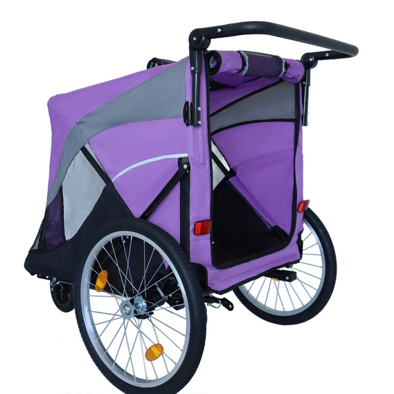 2-In-1 Bike Trailer & Push Cart For Pets-Quick Release Wheel,Pockets And Storage Bag,Holds Pets Up To 88 Lbs