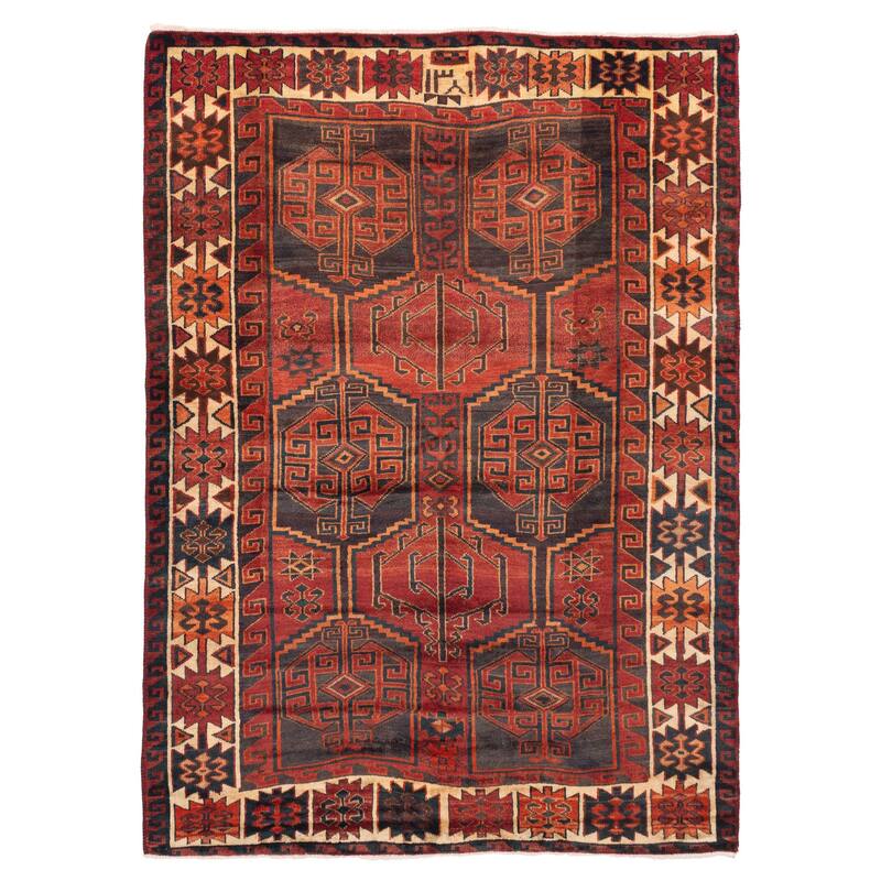 ECARPETGALLERY Hand-knotted Melis Vintage Red Wool Rug - 6'7 x 8'10