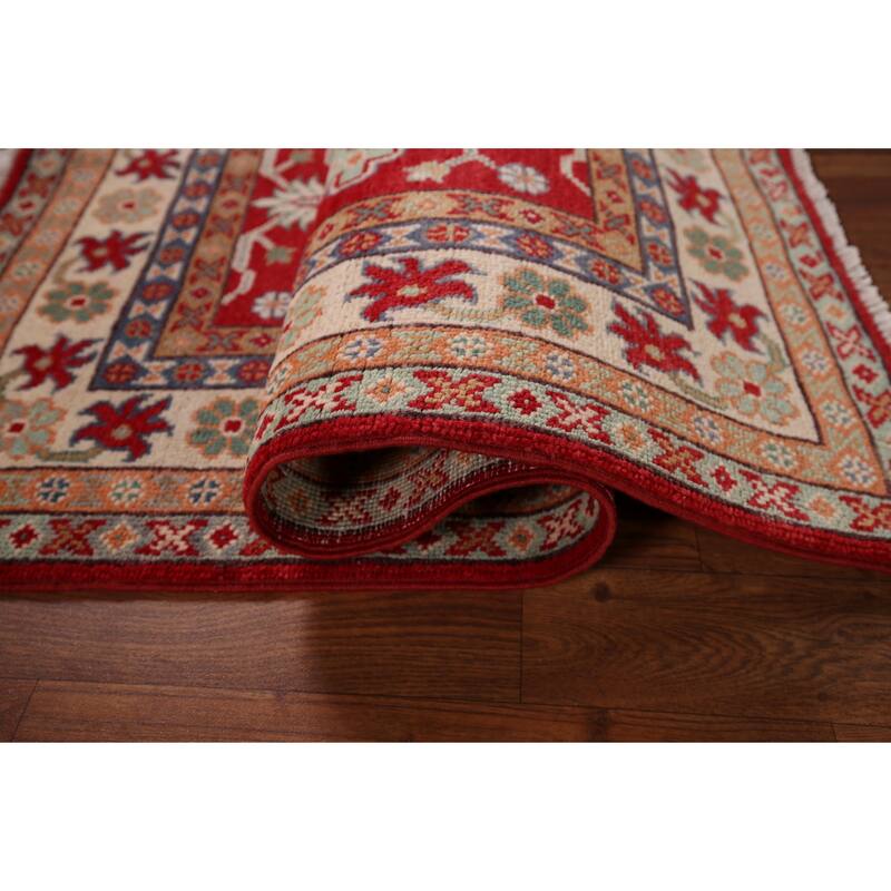 Kazak Foyer Rug Handmade Traditional Red Wool Carpet - 2'8" x 4'2"