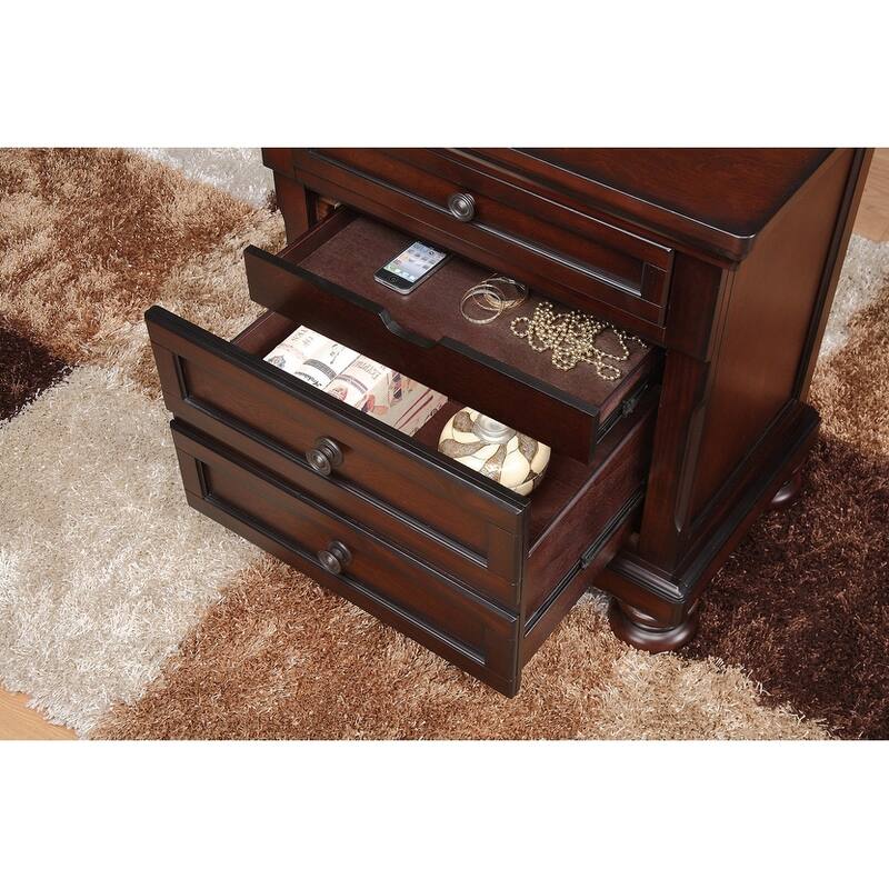 Classic Transitional Nightstand Birch Veneer Hidden Drawer Bun Feet Bedroom Furniture
