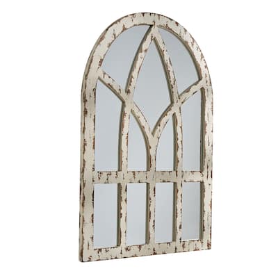Park Designs Cathedral Distressed Wood Mirror 36"H - White - 23.5"W X 36"H X 1"D