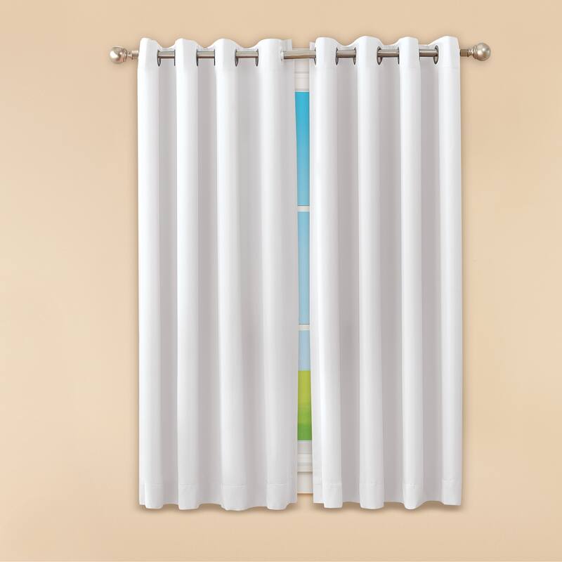 Madison Room Darkening Energy-Saving Curtain Panel - White - 54" x 63" - 63 Inches