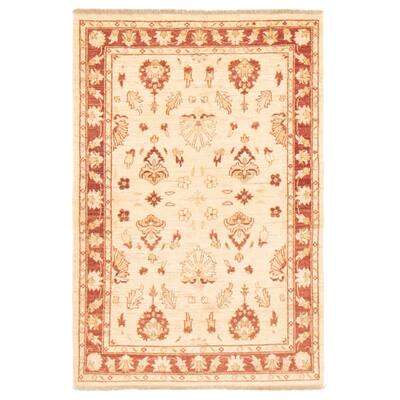 ECARPETGALLERY Hand-knotted Chobi Finest Ivory Wool Rug - 4'0 x 5'10