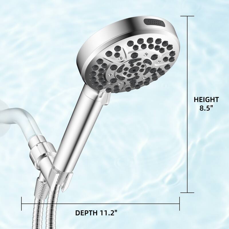 High Pressure 10-Spray Handheld Shower with Filter, 71-inch Hose