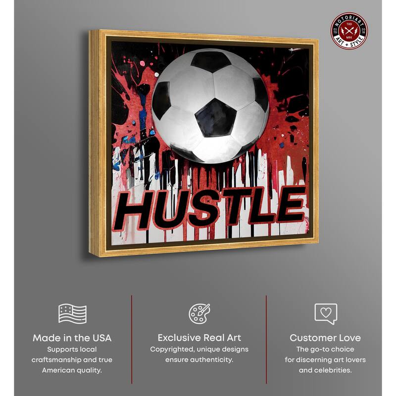 Notoriart Soccer Red Splash Framed Soccer 1 Piece Canvas Wall Art