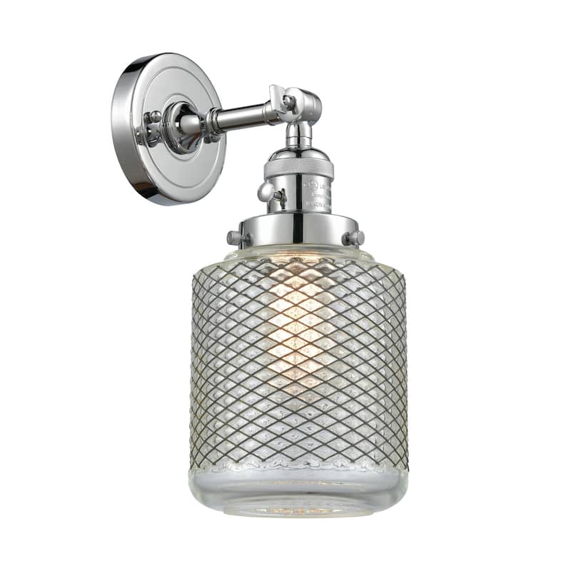 Innovations Lighting Stanton Single Light 14" Tall Bathroom Sconce - Polished Chrome / Wire Mesh