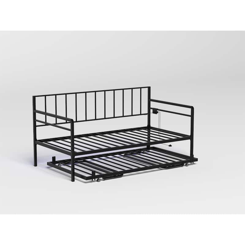 Twin Daybed with RGB LED Lights and Charging Station