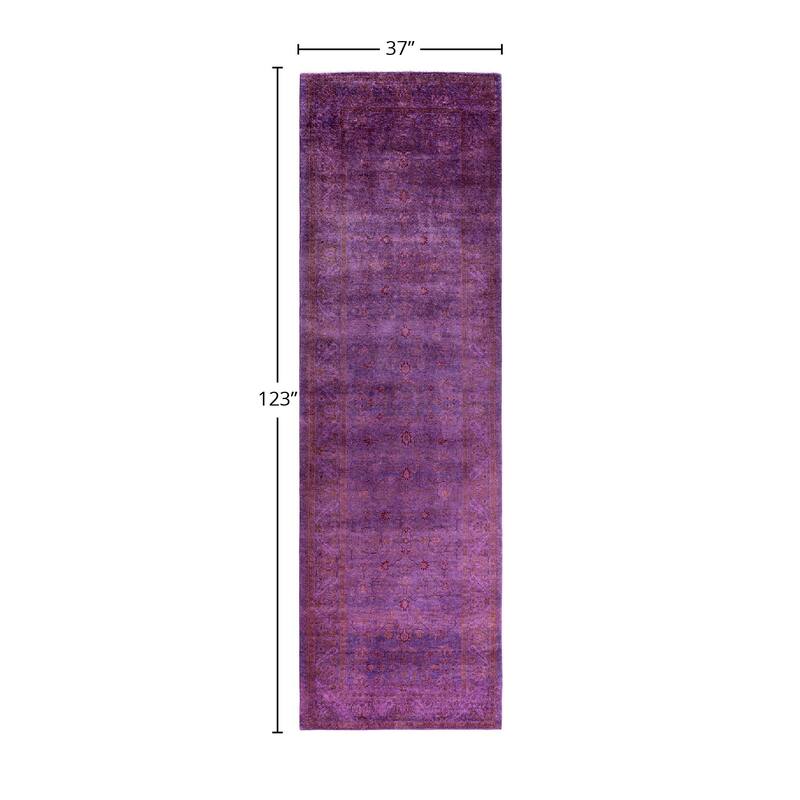 Contemporary Overdyed Wool Hand Knotted Runner - 3' 1" x 10' 3"