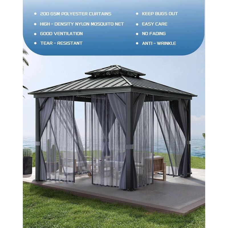 10'x10' Hardtop Gazebo for Patio, Deck, Backyard, Lawn, and Garden - 10X10 Ft