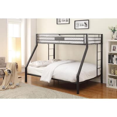 Twin XL Queen Bunk Bed - Metal Frame, Full Guardrails, Space Saving Design, HomeStock
