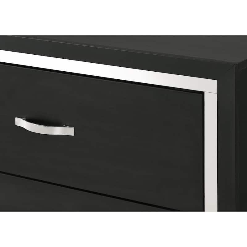 Pedro 6 Piece Black Velvel Upholstered Panel Bedroom Set