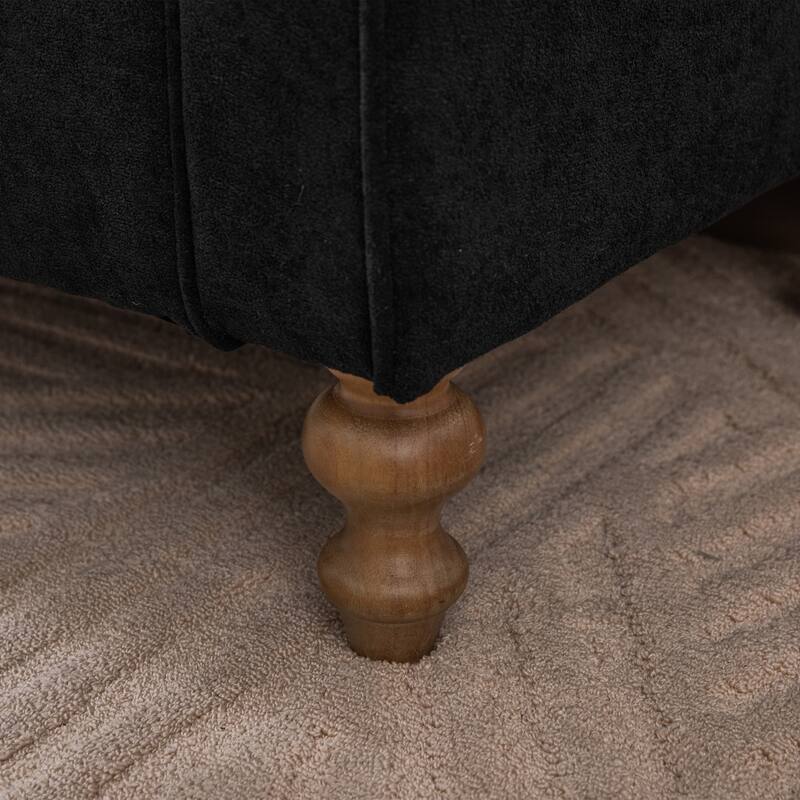 65.7"W Tufted Upholstered Storage Bench With Double Lids,Rubberwood Legs