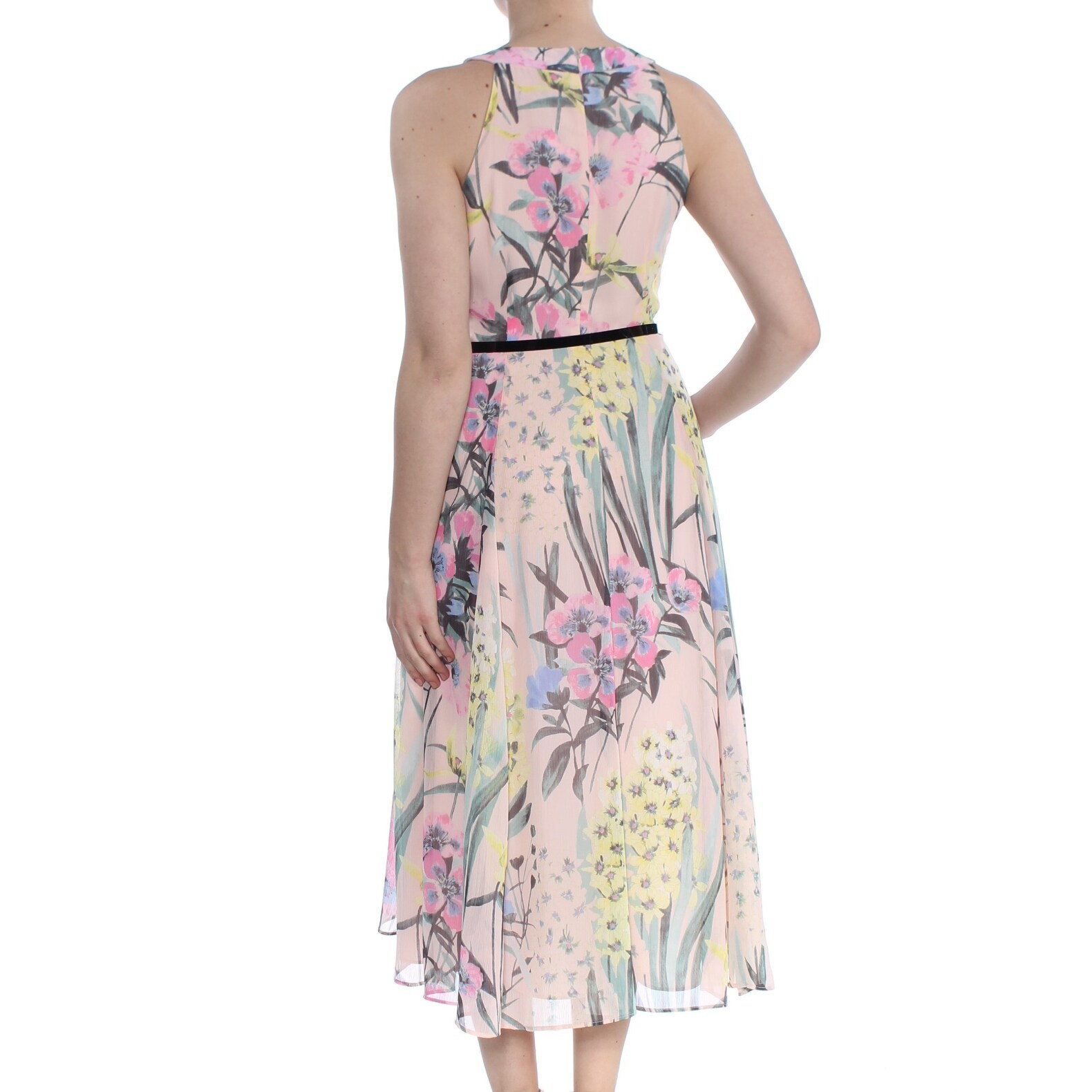 tommy hilfiger printed belted halter midi dress